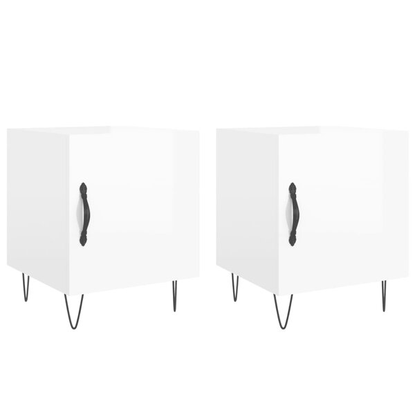vidaXL Tables de chevet 2 Pièces blanc brillant 40x40x50 cm