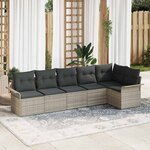 vidaXL Ensemble de canapé de jardin 6 Pièces Gris clair Poly rotin