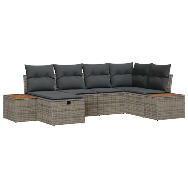 vidaXL Ensemble de canapé de jardin avec coussin Gris polyrotin
