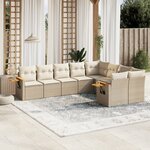 vidaXL Salon de jardin avec coussins 9 Pièces beige résine tressée