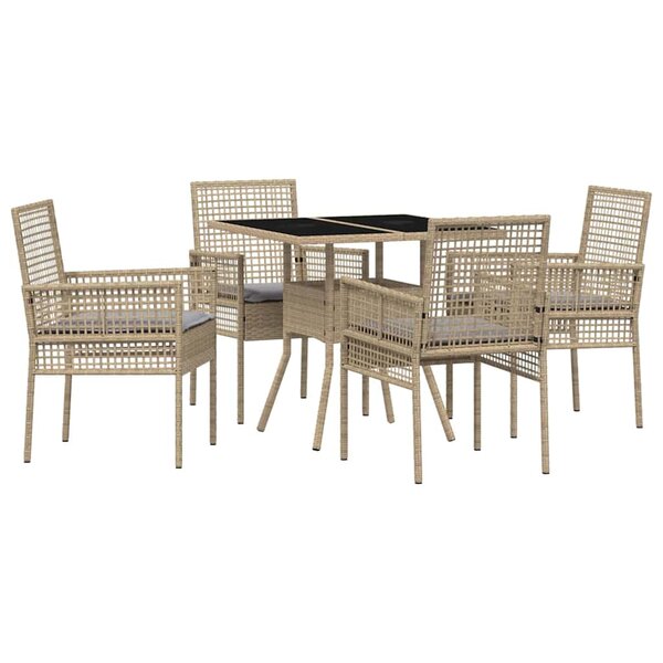 vidaXL Ensemble de salle à manger pour jardin 5 Pièces Beige Poly rotin