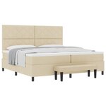 vidaXL Lit à ressorts avec tête de lit Crème 200 x 200 cm tissu