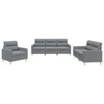 vidaXL Ensemble de canapés 3 Pièces avec coussins Gris clair Tissu