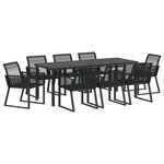 vidaXL Ensemble de salle à manger pour jardin 9 Pièces Noir