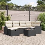 vidaXL Ensemble de canapé de jardin avec coussin 7 Pièces Noir et crème
