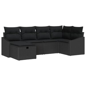 vidaXL Ensemble de canapé de jardin avec coussin 6 Pièces Noir