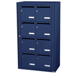 Bloc collectif leabox.com  2x4  grade 3  simple face  Intérieur  fixation murale  Bleu Saphir RAL 5003 finition brillante