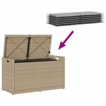 vidaXL Banc de rangement extérieur coussin beige 100 cm résine tressée
