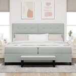 vidaXL Lit à ressorts avec matelas Gris clair 200 x 200 cm Velours