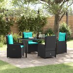 vidaXL Ensemble de salle à manger de jardin 5 pièces en Poly Rattan noir
