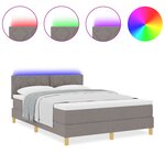vidaXL Lit à ressort avec matelas & LED taupe 140 x 200 cm tissu