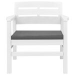 vidaXL Salon de jardin 3 Pièces Plastique Blanc