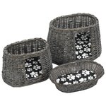 vidaXL Jeu de panier pour chats 3 Pièces avec coussins Gris 47x34x60 cm