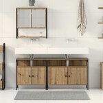 vidaXL Ensemble de mobilier de salle de bain avec porte 3 Pièces Marron