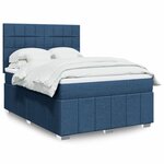 vidaXL Sommier à lattes de lit avec matelas Bleu 160x200 cm Tissu