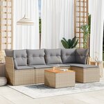 vidaXL Salon de jardin avec coussins 6Pièces mélange beige résine tressée