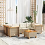 vidaXL Salon de jardin avec coussins 7 Pièces beige résine tressée