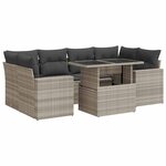 vidaXL Salon de jardin avec coussins 7 Pièces gris clair résine tressée