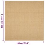 vidaXL Tapis Sisal naturel 100x100 cm