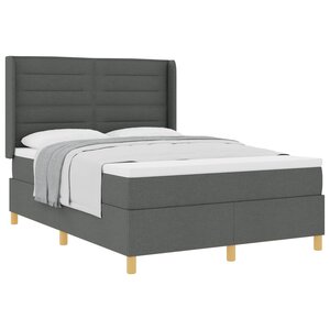 vidaXL Lit à ressorts avec matelas Gris foncé 140 x 190 cm tissu