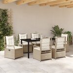 vidaXL Ensemble de Salle à Manger de Jardin de 7 Pièces Beige Rattan Synthétique