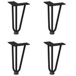 vidaXL Pieds en épingle à cheveux pour table basse 4 pièces Noir 20 cm Acier massif