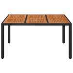 vidaXL Table de jardin dessus en bois Noir 150x90x75 cm Résine tressée