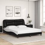 vidaXL Cadre de lit avec LED sans matelas Hvar noir et blanc 160x200 cm