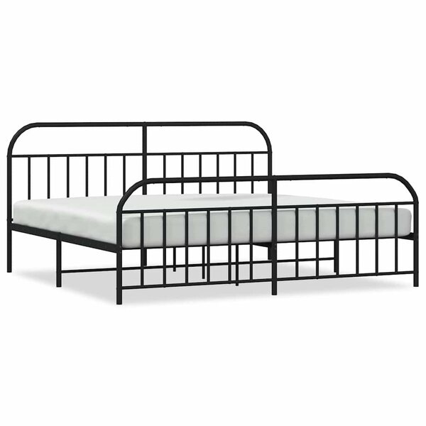 vidaXL Cadre de lit métal sans matelas avec pied de lit noir 193x203cm