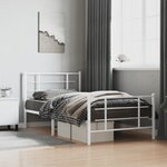 vidaXL Cadre de lit métal sans matelas et pied de lit blanc 107x203 cm