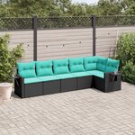 vidaXL Salon de jardin 6 Pièces avec coussins noir résine tressée