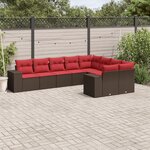 vidaXL Salon de jardin avec coussins 9 Pièces marron résine tressée