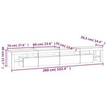 vidaXL Meuble TV avec lumières LED Noir 260x36 5x40 cm