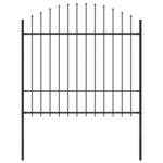 vidaXL Clôture de jardin avec dessus en lance Acier 1 7 m Noir