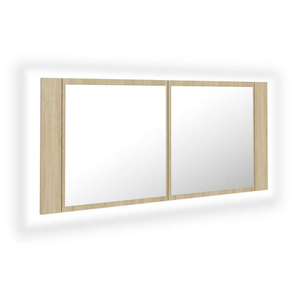 vidaXL Armoire à miroir à LED de bain Chêne sonoma 100x12x45 Acrylique