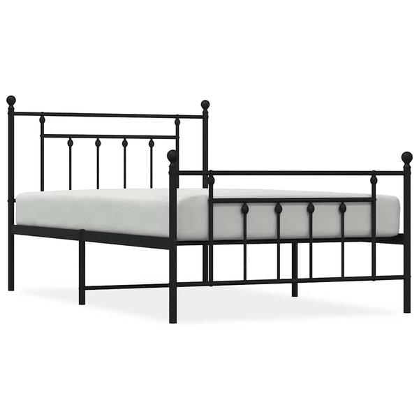 vidaXL Cadre de lit métal sans matelas et pied de lit noir 100x200 cm