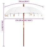 vidaXL Parasol balinais Crème (210-220) x 260 cm Coton et bois massif