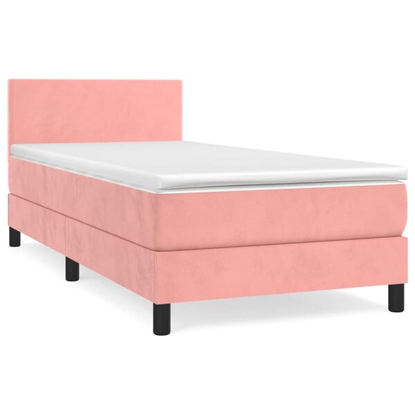 vidaXL Sommier à lattes de lit avec matelas Rose 100x200 cm Velours