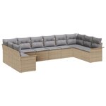 vidaXL Ensemble de Canapés de Jardin 10 Pièces avec Coussins en Poly Rattan Beige