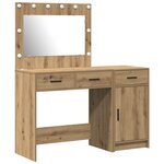 Set de coiffeuse 2 pièces avec LED en bois d'ingénierie chêne