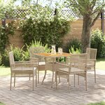 vidaXL Ensemble de salle à manger de jardin 5 pièces avec coussins Beige Poly Rotin