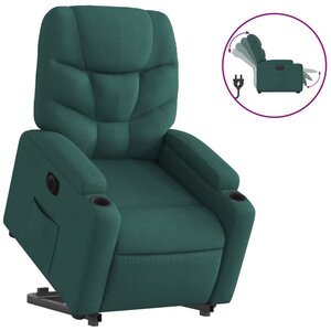 vidaXL Fauteuil inclinable électrique vert foncé tissu