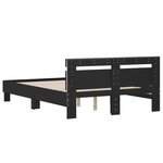 vidaXL Cadre de lit avec tête de lit et LED noir 135x190 cm