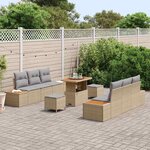 vidaXL Ensemble de canapé de jardin 9 Pièces Beige polyrotin
