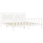 vidaXL Cadre de lit avec tête de lit blanc 200x200 cm bois massif