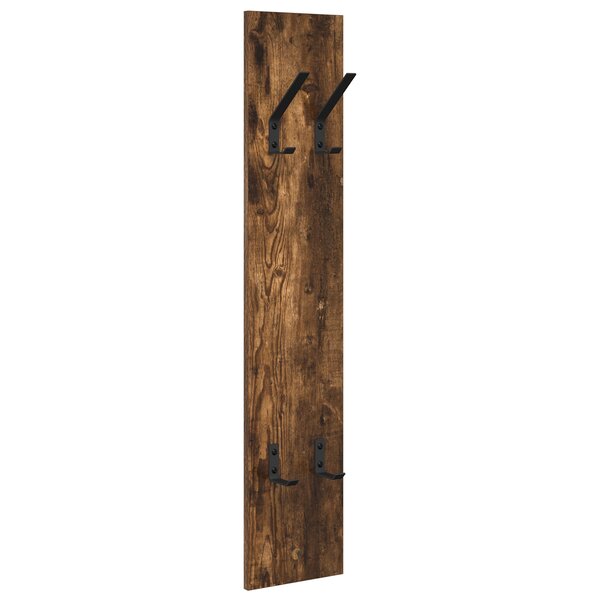 vidaXL Porte-manteau mural avec stockage Chêne fumé 20 x 1.5 x 100 cm