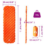 vidaXL Matelas de camping gonflable 1 personne orange 190x58x6 cm