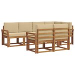 vidaXL Ensemble de canapés d'extérieur 7 pc Naturel et Beige