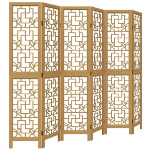 vidaXL Cloison de séparation 6 panneaux marron bois paulownia massif