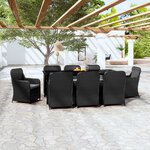 vidaXL Ensemble à manger de jardin avec coussins 9 Pièces noir